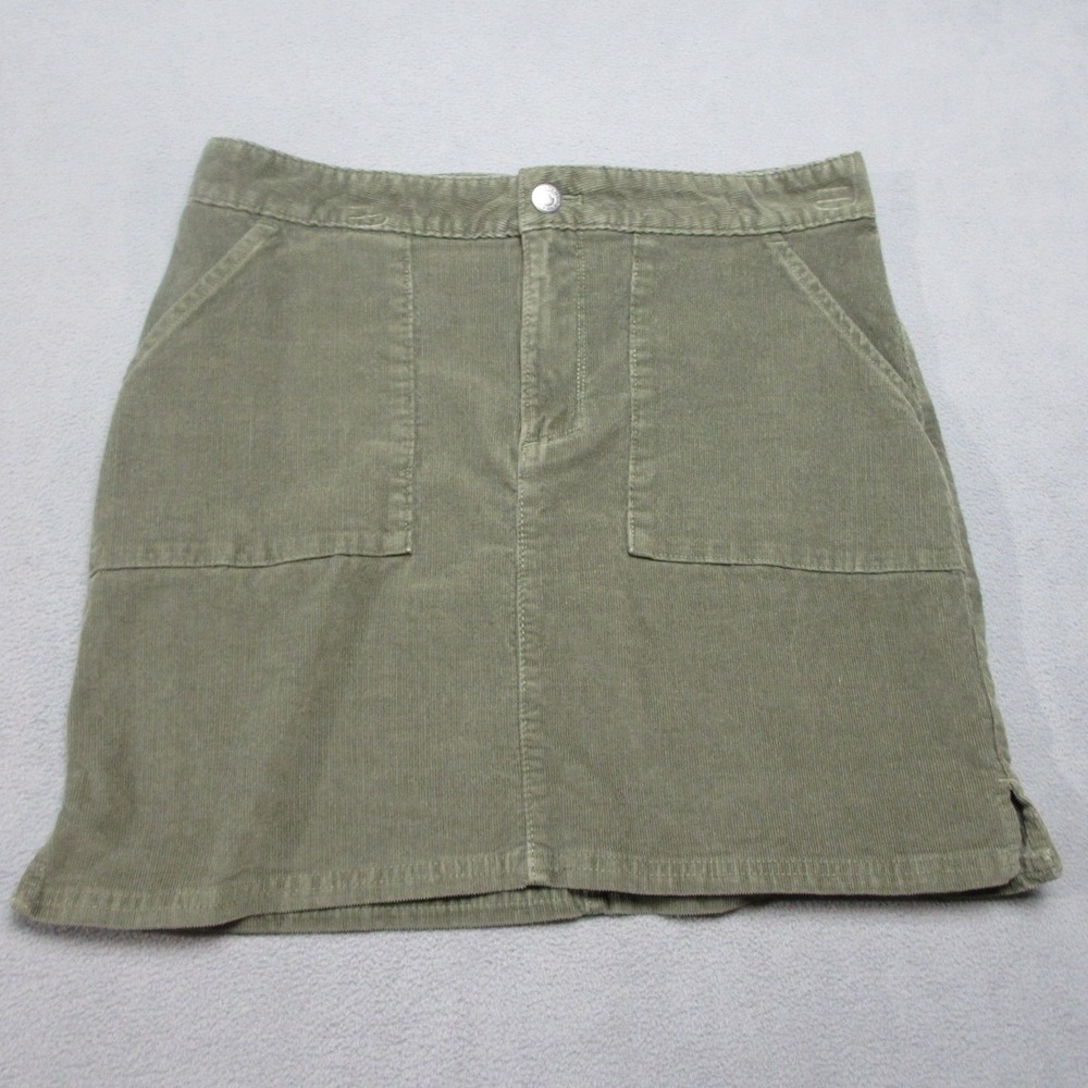 Mountain Khakis Skirt Womens Small Olive Green Mini Corduroy Crest Cord Stretch